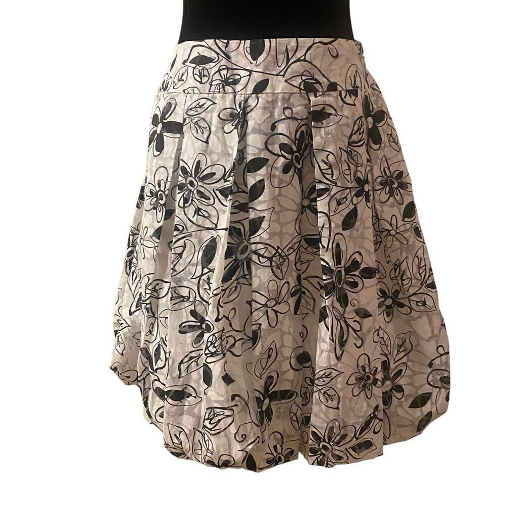 Sunny‎ Taylor Black and White Floral Pleated Bubble Skirt